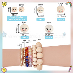 180Pcs 6 Styles Printed Wood Beads&nbsp;WOOD-PH0002-77