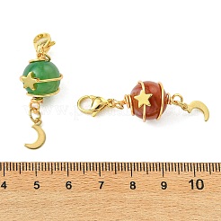 Planet Natural Striped Agate Wire Wrapped Pendant Decorations&nbsp;HJEW-JM04992