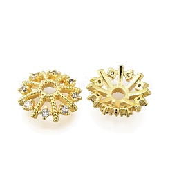 Flower Brass Micro Pave Cubic Zirconia Bead Caps&nbsp;KK-K300-04C-G