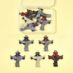 10個5色合金エナメルゴシックスタイルペンダント  クロス  ミックスカラー  45x31x3mm  穴：2.5mm  2個/カラー&nbsp;FIND-FS0004-29