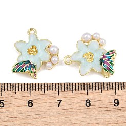 Alloy & Enamel & ABS Plastic Pearl Pendants&nbsp;PL-CBA415D-36G