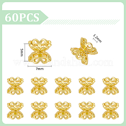 ラックメッキフラワー真鍮ビーズ60個  長持ちメッキ  鉛フリー＆カドミウムフリー  ゴールドカラー  7x5mm  穴：1.2mm&nbsp;FIND-UN0016-26