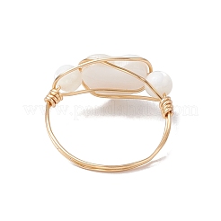 星/ハート/蝶の貝殻の指輪  銅線を巻いたリング  18KGP本金メッキ  内径：18mm  3個/セット&nbsp;RJEW-JR00846