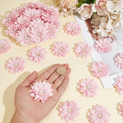 綿の花飾りアクセサリー  ラインストーンや模造パールと  ピンク  58x9.5mm&nbsp;DIY-WH0816-194A
