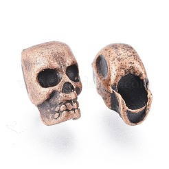 合金ヨーロピアンビーズ  大穴ビーズ  スカル  ニッケルフリー  赤銅鉱  11.5x7x9.5mm  穴：4mm&nbsp;PALLOY-I175-24R-NF