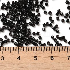 不透明色のガラスシードビーズ  シリンダー  ブラック  2x1.5mm  穴：1mm&nbsp;SEED-S042-09B-02