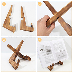 木製の本展示用イーゼル  ブックオーガナイザーホルダー用  淡い茶色  210x120x166mm&nbsp;FIND-WH0152-703