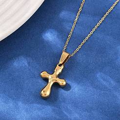 304 Stainless Steel Religion Cross Pendant Necklaces for Women&nbsp;NJEW-G176-02G