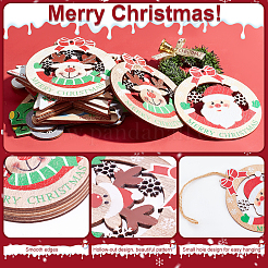 22個 11スタイル クリスマステーマ 天然木製 ビッグペンダント  混合図形  ミックスカラー  68~108x84~114x2~3mm  穴：3~4mm  2個/スタイル&nbsp;WOOD-CA0001-51