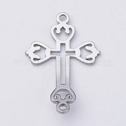 変色しにくい201ステンレススチールリンク  クロス  ステンレス鋼色  29.5x19.5x1mm  穴：2mm&nbsp;X-STAS-S061-08A