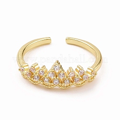 Clear Cubic Zirconia Crown Open Cuff Ring&nbsp;RJEW-B028-22G