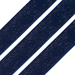 10ヤードのポリエステルベルベットリボン。  シルバーグリッターリボン  DIYのジュエリーには  ミッドナイトブルー  1インチ（25~26mm）&nbsp;OCOR-TA0004-13F