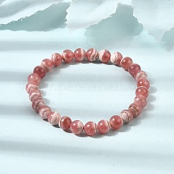 Natural Argentina Rhodonite Round Beaded Stretch Bracelets&nbsp;GG-CBAB07B-01