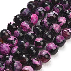 Natural Fire Crackle Agate(Dyed & Heated) Beads Strands&nbsp;G-K425-A06-12mm
