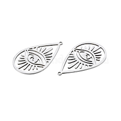 変色しない201ステンレススチールペンダント  涙目  ステンレス鋼色  34.5x21x1mm  穴：1.4mm&nbsp;STAS-N090-LA900-1