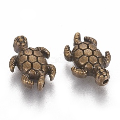 チベット風合金ビーズ  カメ  カドミウムフリー＆ニッケルフリー＆鉛フリー  アンティークブロンズ  12.5x9x4mm  穴：1mm  約1049個/1000g&nbsp;TIBEB-7681-AB-NR