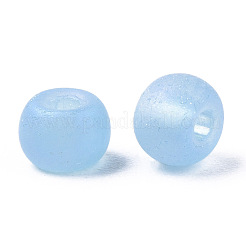 つや消し色ガラスビーズ  レインボー  ラウンド  ライトスカイブルー  4x3mm  穴：1mm  約4500個/袋&nbsp;SEED-S040-02A-02