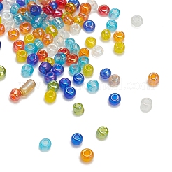 120g8色ラウンドガラスシードビーズ  透明色の虹  ラウンド  ミックスカラー  3mm  約333個/15g  15 G /カラー&nbsp;SEED-YW0001-63