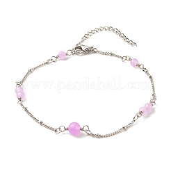 Natural Dyed White Jade & Malaysia Jade Anklets for Women&nbsp;AJEW-AN00476