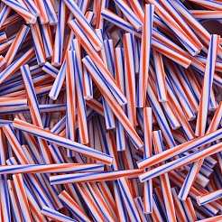 ガラス竹ビーズ  不透明な色が染み込む  丸い穴  カラフル  30x2.5mm  穴：1mm  約1280個/ポンド&nbsp;SEED-S051-A-001