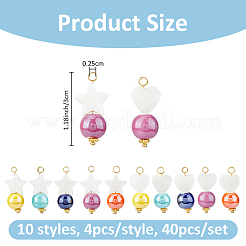 40Pcs 10 Styles Round Porcelain and Natural Freshwater Shell Star Heart Pendants&nbsp;PALLOY-FH00139