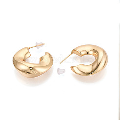 C-Shaped Brass Stud Earrings&nbsp;EJEW-T047-93G