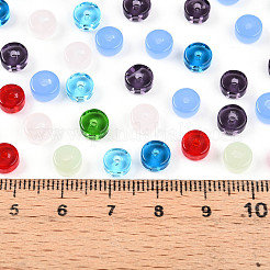 透明な色のガラスシードビーズ  フラットラウンド  ミックスカラー  6~6.5x3~3.5mm  穴：1.2~1.6mm  約1955個/ポンド&nbsp;SEED-N007-J4x6mm-B02