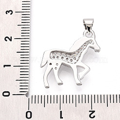 真鍮マイクロパヴェクリアキュービックジルコニアペンダント  馬のチャーム  プラチナ  19.5x20x3mm  穴：3.5x5mm&nbsp;KK-T080-11P