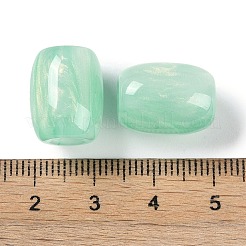 レジンヨーロピアンビーズ  大穴ビーズ  模造キャットアイ  バレル  春の緑  16x12mm  穴：5.2mm&nbsp;RESI-F055-11A