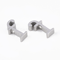変色しにくい304ステンレススチールペンダント  ステンレス鋼色  文字L  文字.f  12.5x7x3mm  穴：1.8mm&nbsp;STAS-T041-10-F