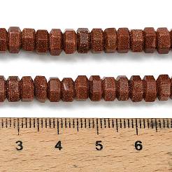 合成ゴールドストーン金砂石ビーズ連売り  多面カット  六角  6x6x3mm  穴：0.8mm  約108個/連  14.72~14.80''（37.4~37.6センチメートル）&nbsp;G-G317-A06-3x6mm