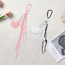 2Pcs 2 Colors Heart PU Leather & Polyester Rope Pendant Decorations&nbsp;HJEW-GF0001-62