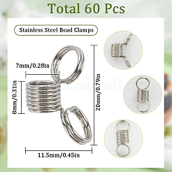 60Pcs Stainless Steel Spring Bead Clamps for Beading Jewelry Making&nbsp;FIND-SC0009-64