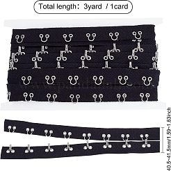 スチールフックバックル  コットン＆レース付き  フラット  ブラック  40.5~41.5mm  3ヤード/カード&nbsp;FIND-WH0082-92B