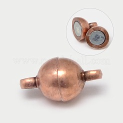 ループ付きの丸い真鍮のマグネットクラスプ  ミックスカラー  11.5x6mm  穴：1.2mm&nbsp;X-MC019-M