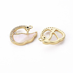 Brass Micro Pave Clear Cubic Zirconia Charms&nbsp;KK-Q765-016-NF