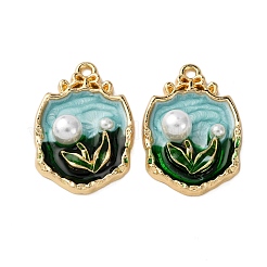 Light Gold Tone Alloy Enamel Pendants&nbsp;ENAM-B028-04KCG
