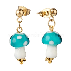 Handmade Lampwork Mushroom Dangle Stud Earrings&nbsp;EJEW-JE04928