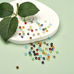 ファセットロンデルabカラーメッキ透明ガラスビーズ  ミックスカラー  4x3mm  穴：1mm&nbsp;GLAA-R152-4mm-M2