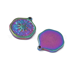 イオンプレーティング（IP）304ステンレスペンダント  スターとフラットラウンド  虹色  20x16x3mm  穴：2mm&nbsp;STAS-G242-19M