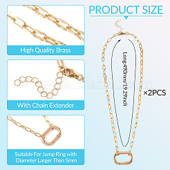 2Pcs Oval Brass Paperclip Chains Pendant Decorations&nbsp;NJEW-TAC0047