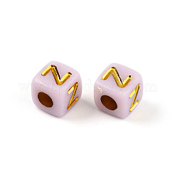 メッキアクリルビーズ  文字付きのキューブ  ゴールドライン入り  文字Z  4.5x4.5x4.5mm  穴：2mm  約6250個/500g&nbsp;OACR-N140-01H-Z