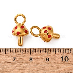 304ステンレススチールエナメルペンダント  ゴールドカラー  キノコ  19.5x10.5x10mm  穴：4.4mm&nbsp;STAS-Q363-10B-G