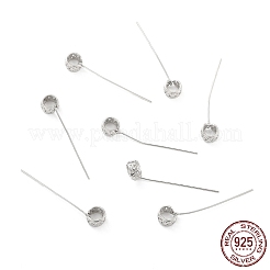ロジウムメッキ 925 スターリングシルバー アイピン  ベイルにスナップ付き  中空フラットラウンド  プラチナ  35x7.5~8mm  穴：5mm  ピン：0.6mm&nbsp;STER-Z001-113P