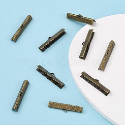 アイアン製カシメリボン止めエンドパーツ  ニッケルフリー  アンティークブロンズ  8x35mm  穴：1mm&nbsp;X-E184Y-NFAB