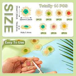 14Pcs 7 Colors Translucent Resin Pendants&nbsp;RESI-TA0003-40