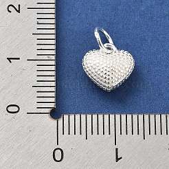 925スターリングシルバーチャーム  スタンプ925個と丸カン付き  銀  ハート  9.5x9x5mm  穴：4mm&nbsp;STER-S009-07A-S