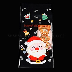 クリスマステーマの粘着プラスチック製ベーキングウェアバッグ  鉄線ツイストタイ付き  チョコレート用  キャンディ  クッキー  長方形  ミックスカラー  271x129x0.1mm  5スタイル  10個/スタイル  50個/袋&nbsp;ABAG-F006-03