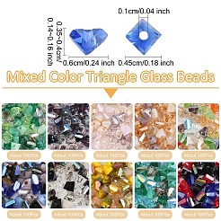 1000個10色電気メッキガラスビーズ  三角形  ミックスカラー  3.5x6x4.5mm  穴：1mm  100個/カラー&nbsp;EGLA-YW0005-05