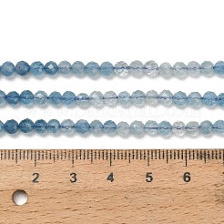 グラデーションカラーのナチュラルデビルブルーアクアマリンビーズ連売り  ラウンド  多面カット  3.5~4mm  穴：0.8mm  約102個/連  15.35''（39センチメートル）&nbsp;G-NH0072-B01-4mm